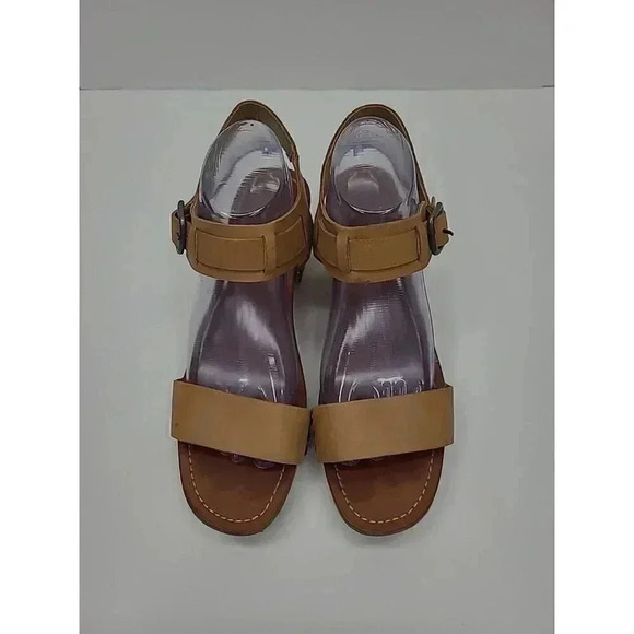 Lucky Brand Chunky Heeled Open Toed Sandals Women's Size 9.5 "Wood" Bottom Y2K - Picture 2 of 11